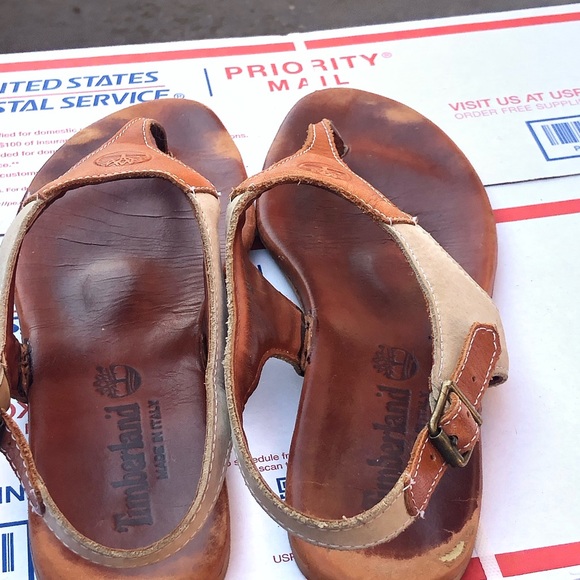 Timberland Earthkeepers Women’s Brown Leather Ankle Strap Thong Sandals Size 8M - Picture 7 of 13